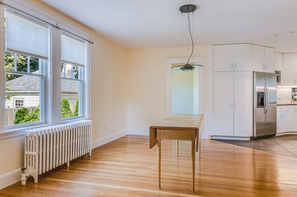 Interior, Kitchen, Pendant Lights, Stainless Steel Appliances, Wood Texture Flooring