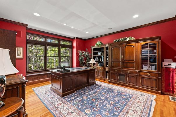 Home Office, Interior, Recessed Lighting, Wood Texture Flooring