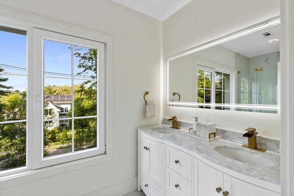 Bathroom, Dual Sink Vanities, Interior, Marble Walls