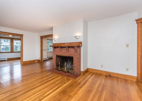 Empty room, Fireplace, Interior, Wood Texture Flooring