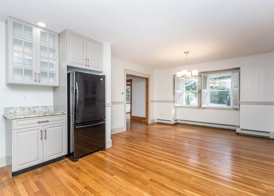 Chandelier, Interior, Kitchen, Recessed Lighting, Wood Texture Flooring