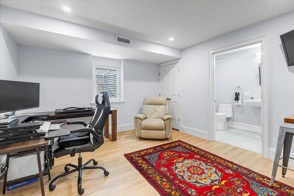Bathroom, Home Office, Interior, Recessed Lighting, Wood Texture Flooring