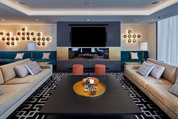 Fireplace, Interior, Living room, Recessed Lighting