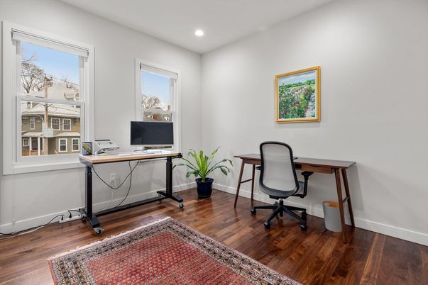 Home Office, Interior, Recessed Lighting, Wood Texture Flooring