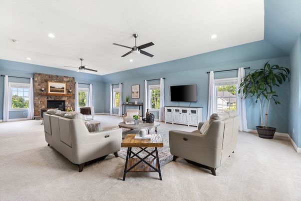Fireplace, Interior, Living room, Recessed Lighting