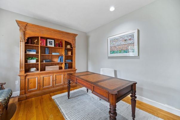 Home Office, Interior, Recessed Lighting, Wood Texture Flooring