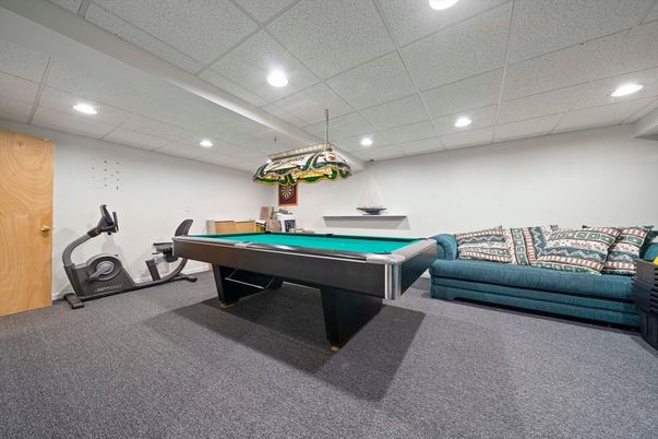 Billiard Table, Fitness Equipment, Game Room, Interior, Recessed Lighting