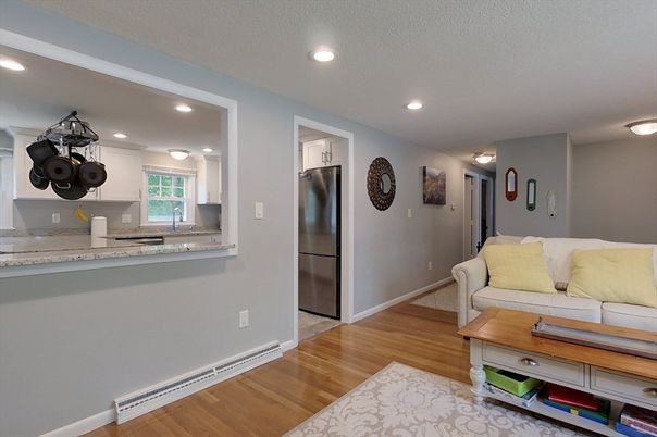Interior, Kitchen, Living room, Recessed Lighting, Stainless Steel Appliances, Wood Texture Flooring