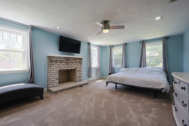 Bedroom, Fireplace, Interior, Recessed Lighting