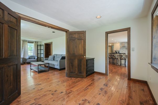 Interior, Kitchen, Living room, Recessed Lighting, Wood Texture Flooring