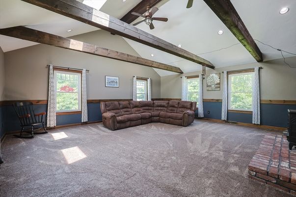 Empty room, Interior, Living room, Recessed Lighting, Wooden Beams