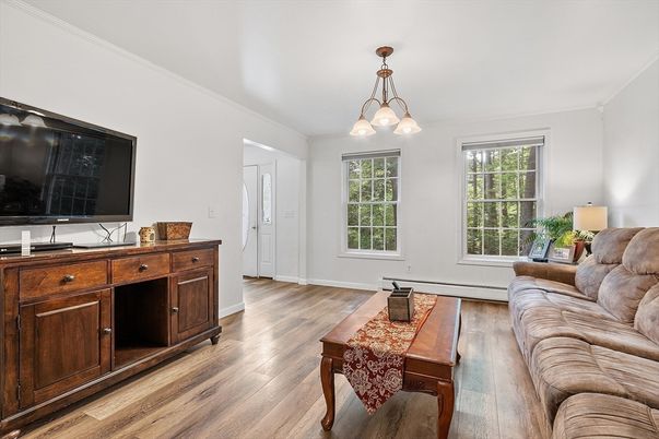 Interior, Living room, Pendant Lights, Wood Texture Flooring