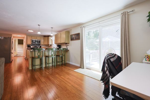 Interior, Kitchen, Pendant Lights, Recessed Lighting, Wood Texture Flooring