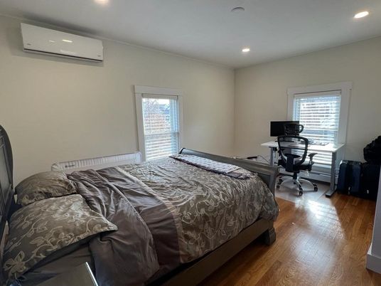 Bedroom, Home Office, Interior, Recessed Lighting, Wood Texture Flooring