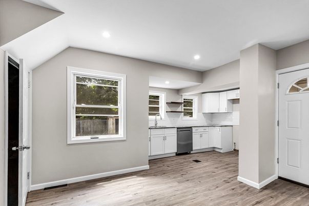 Interior, Kitchen, Recessed Lighting, Wood Texture Flooring