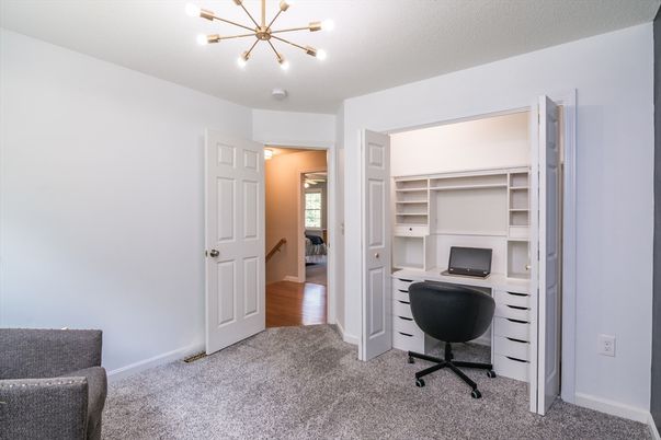 Home Office, Interior, Pendant Lights, Wood Texture Flooring