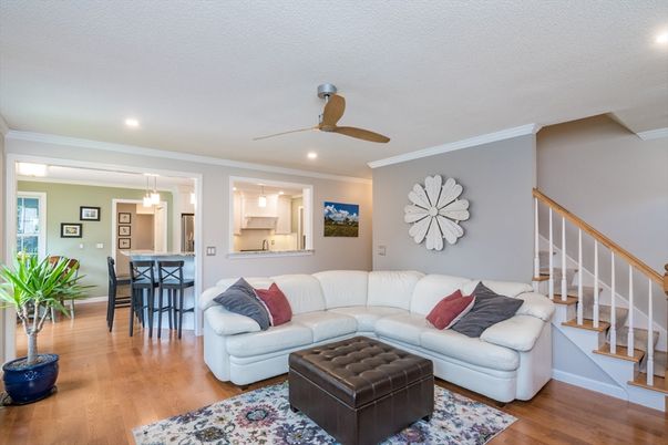 Dining room, Interior, Kitchen, Living room, Pendant Lights, Recessed Lighting, Wood Texture Flooring