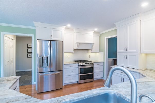 Interior, Kitchen, Pool, Recessed Lighting, Stainless Steel Appliances, Wood Texture Flooring