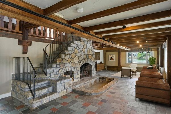 Fireplace, Interior, Living room, Wooden Beams