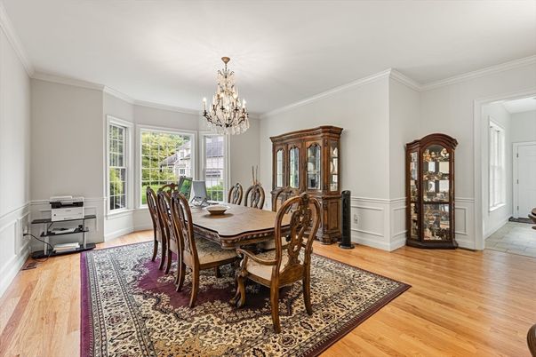 Chandelier, Dining room, Interior, Wood Texture Flooring