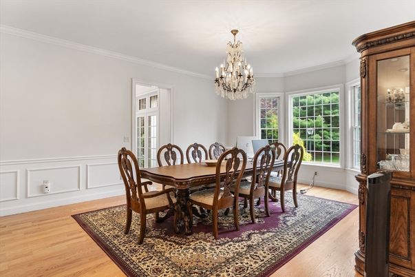 Chandelier, Dining room, Interior, Wood Texture Flooring