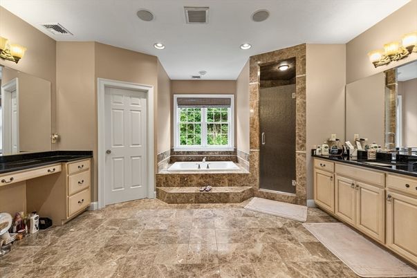 Bathroom, Glass Shower, Interior, Recessed Lighting