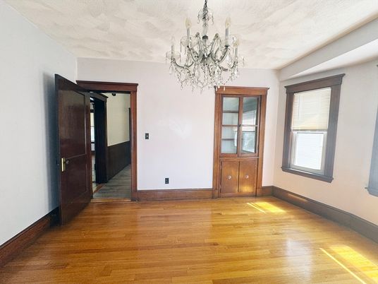 Chandelier, Empty room, Interior, Wood Texture Flooring