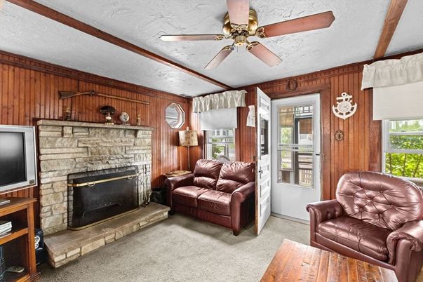 Fireplace, Interior, Living room, Wooden Walls