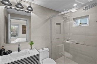 Bathroom, Glass Shower, Interior, Recessed Lighting