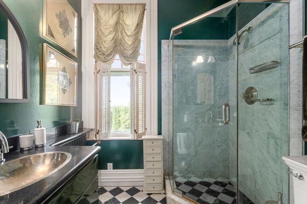 Bathroom, Glass Shower, Interior, Marble Walls