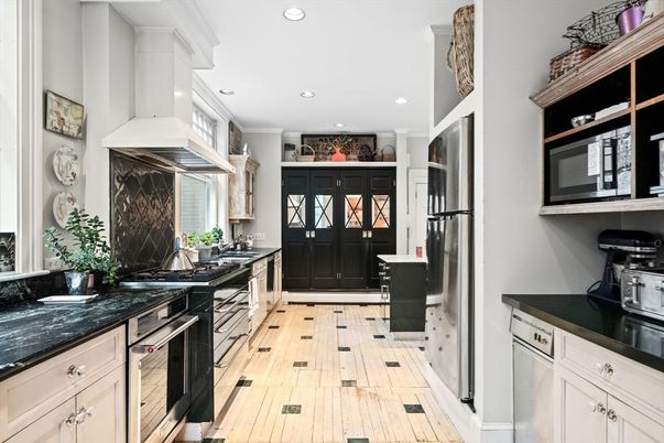 Interior, Kitchen, Recessed Lighting, Wood Texture Flooring