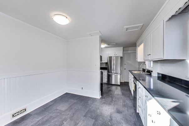 Interior, Kitchen, Stainless Steel Appliances, Wood Texture Flooring