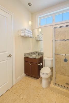 Bathroom, Glass Shower, Interior, Pendant Lights