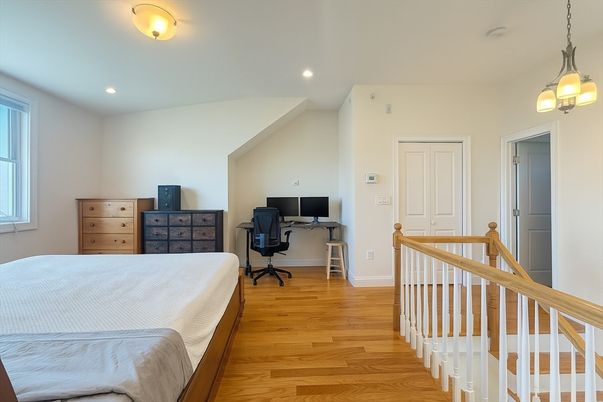 Bedroom, Home Office, Interior, Recessed Lighting, Wood Texture Flooring