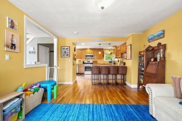 Interior, Kitchen, Pendant Lights, Stainless Steel Appliances, Wood Texture Flooring