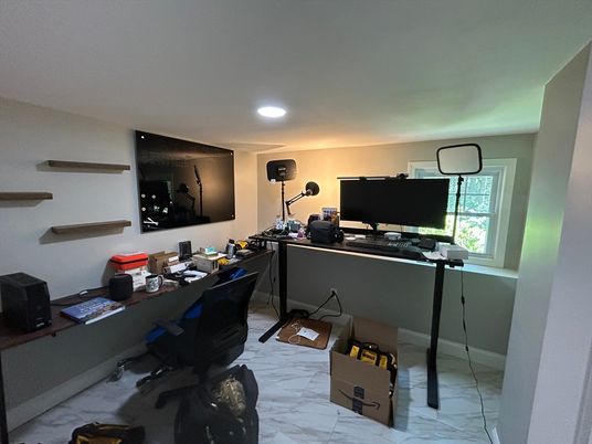 Home Office, Interior, Marble, Recessed Lighting