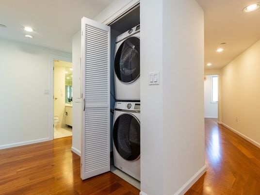 Interior, Recessed Lighting, Utility Closets, Washer, Wood Texture Flooring