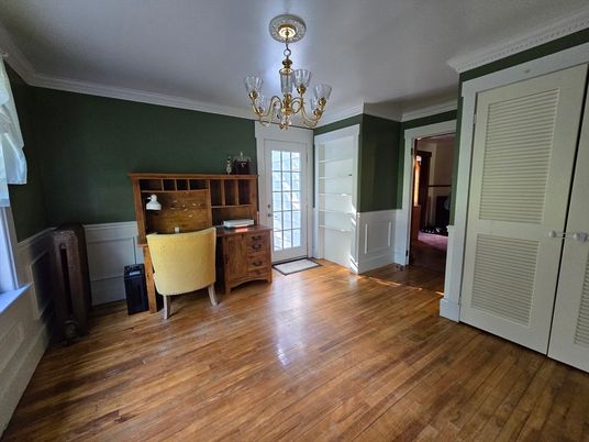 Chandelier, Home Office, Interior, Wood Texture Flooring