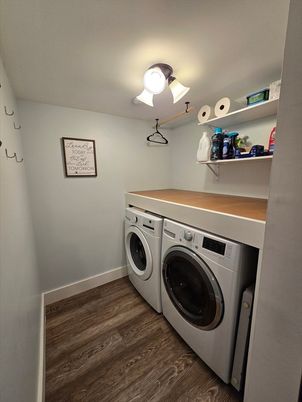 Interior, Washer, Wood Texture Flooring