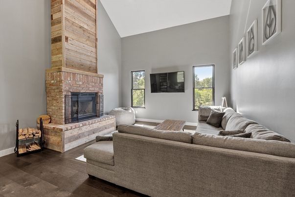 Fireplace, Interior, Living room, Wood Texture Flooring