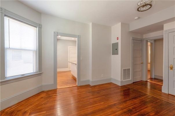Elevator, Empty room, Interior, Recessed Lighting, Wood Texture Flooring