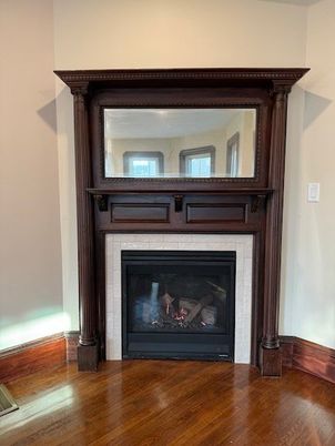 Fireplace, Interior, Wood Texture Flooring