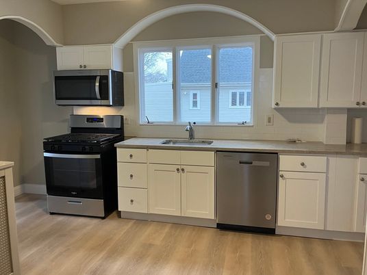 Interior, Kitchen, Stainless Steel Appliances, Wood Texture Flooring