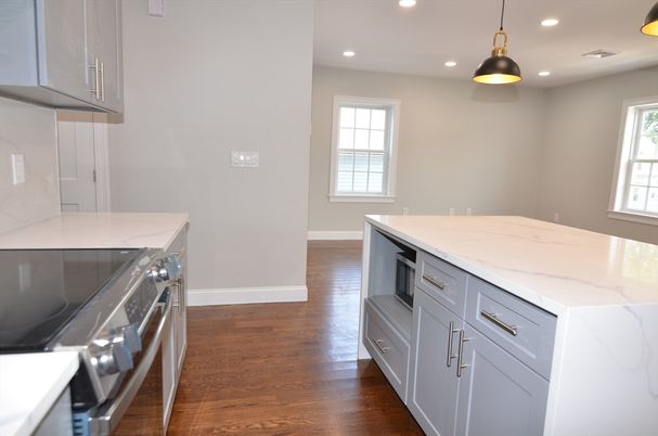 Interior, Kitchen, Pendant Lights, Recessed Lighting, Wood Texture Flooring