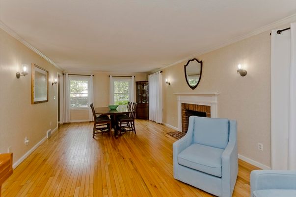 Dining room, Fireplace, Interior, Wood Texture Flooring