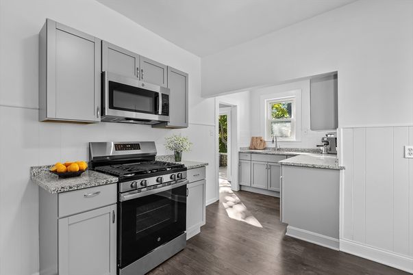 Interior, Kitchen, Stainless Steel Appliances, Wood Texture Flooring