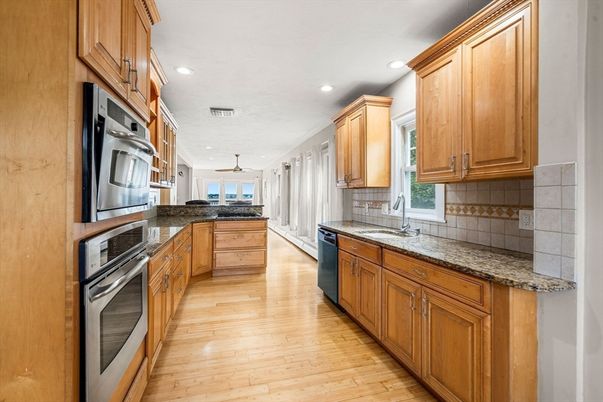 Interior, Kitchen, Recessed Lighting, Wood Texture Flooring