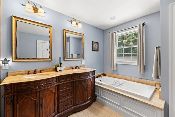 Bathroom, Dual Sink Vanities, Interior, Wood Texture Flooring