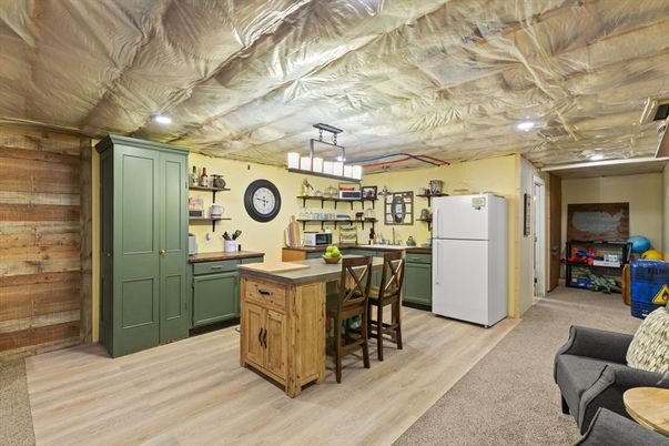 Interior, Pendant Lights, Recessed Lighting, Wood Texture Flooring, Wooden Walls