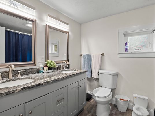 Bathroom, Dual Sink Vanities, Interior, Wood Texture Flooring